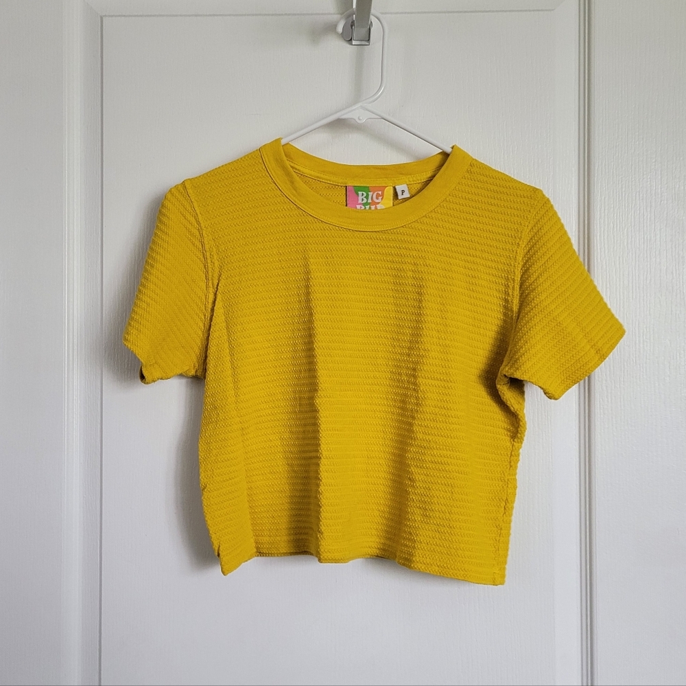 Big Bud Press Honeycomb Cropped Shirt in Yellow (Size P)